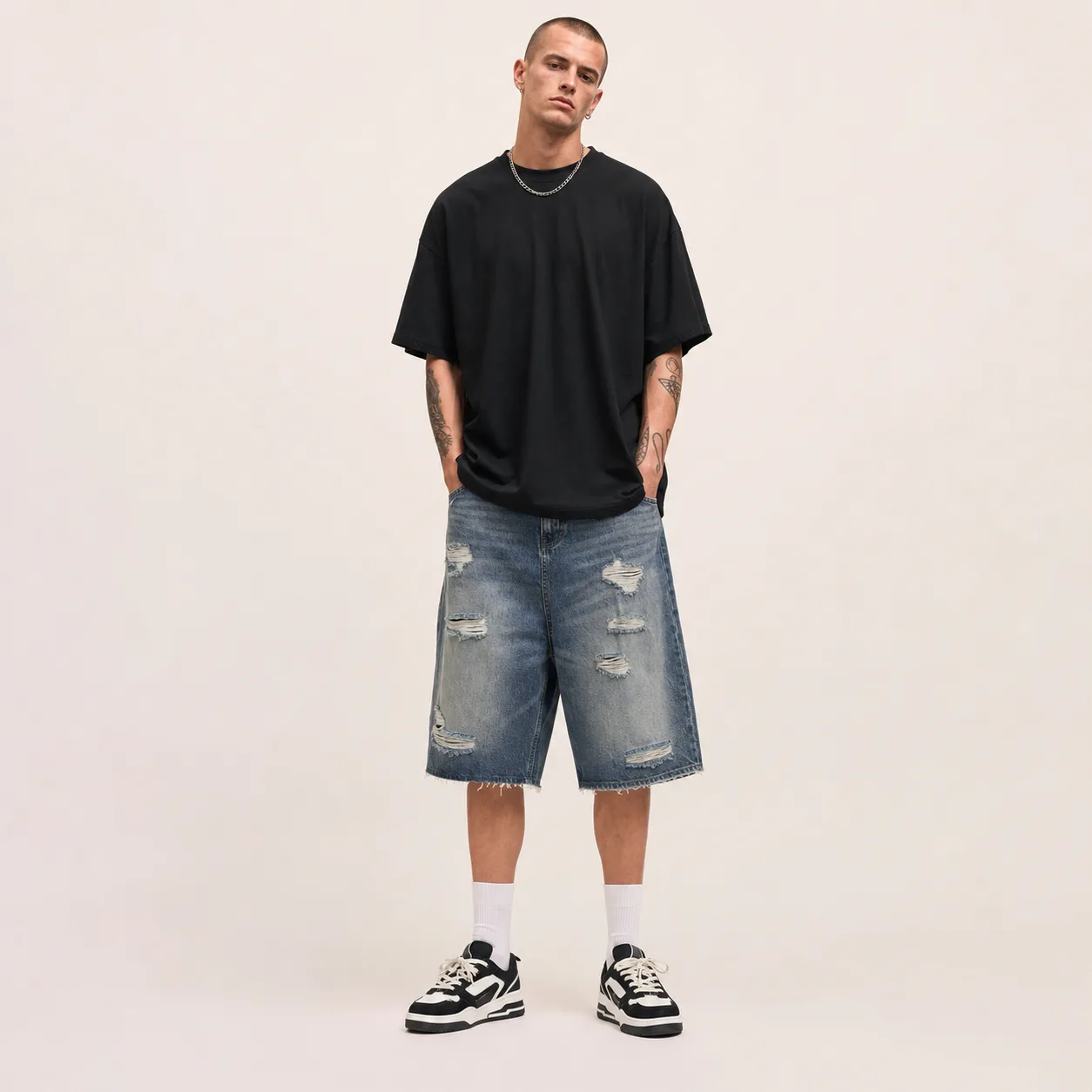 Distressed Denim Jorts
