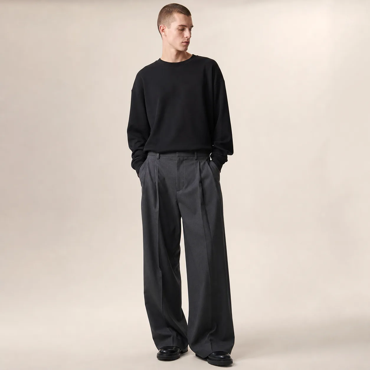 Pleated Wide Leg Trousers